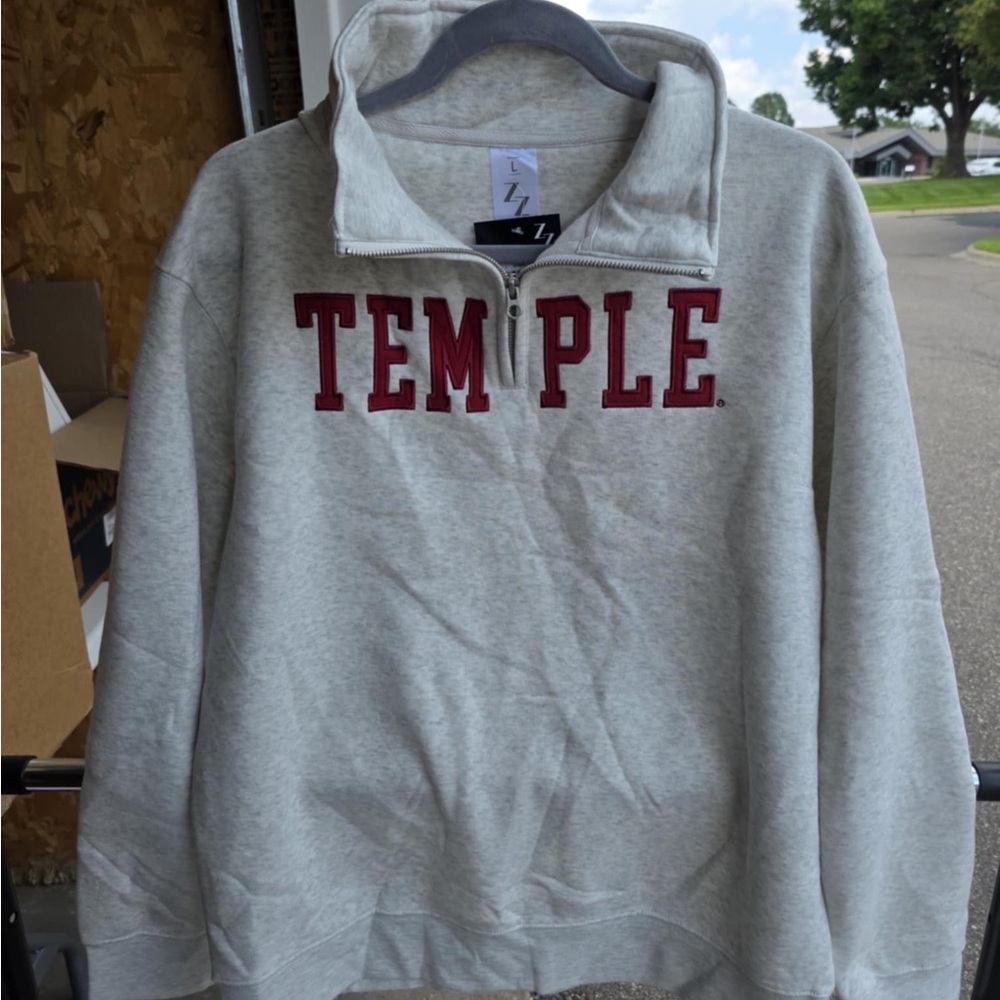 Gray Temple Owls Quarter-Zip Sweatshirt